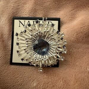 Elegant Silver and Blue Brooch